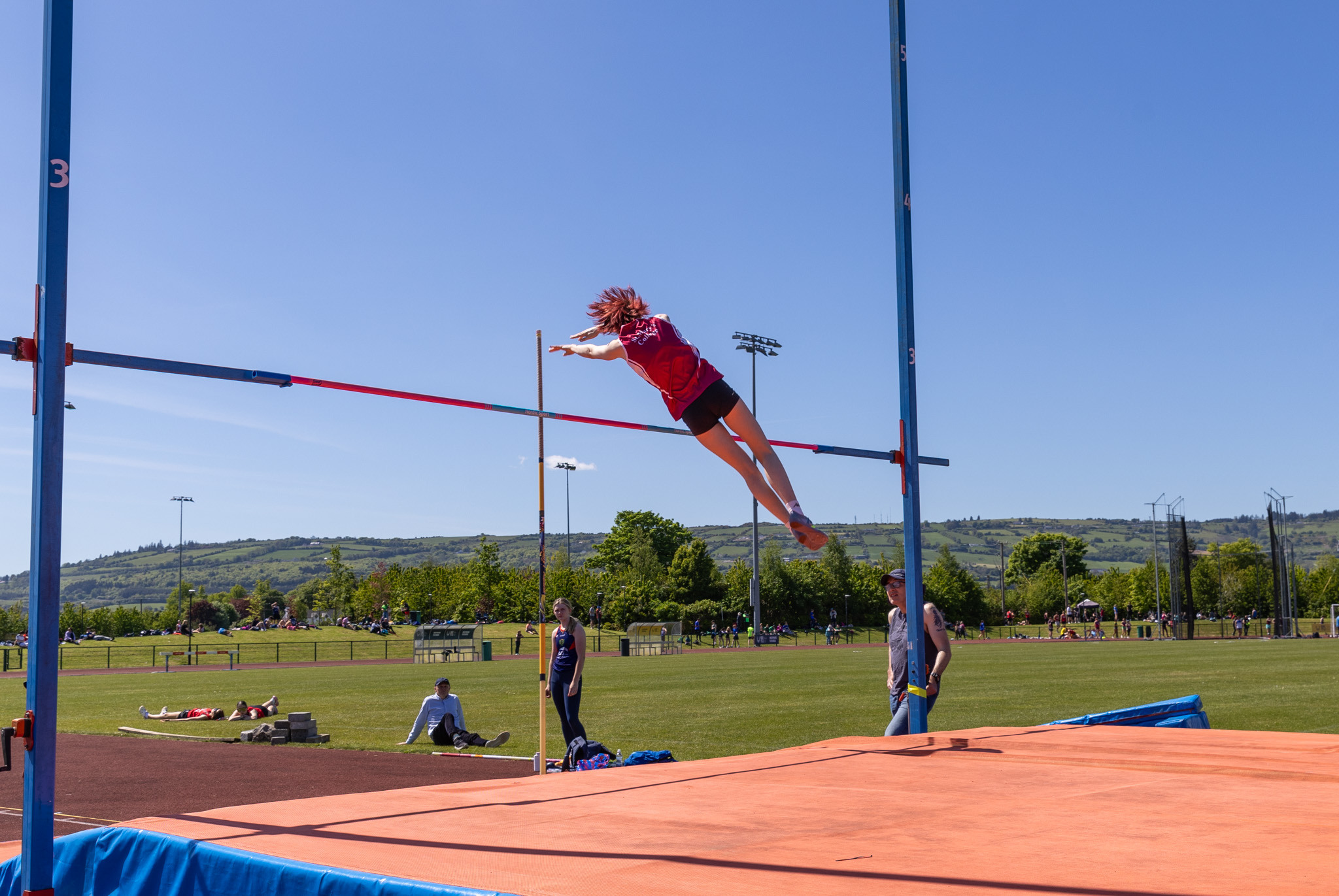 Athlete competing in pole jump finals
