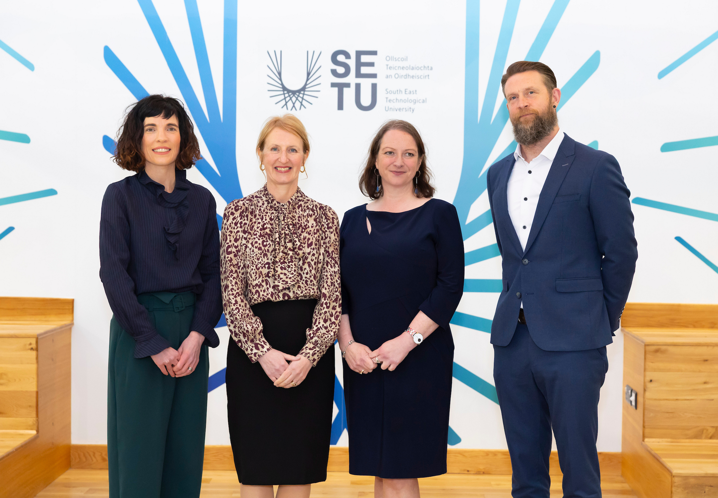 L-R: Dr Claire Lennon, Head of Department of Pharmacy, SETU; Prof. Veronica Campbell, President, SETU; Dr Catriona Bradley, Pharmacist; and Dr Laurence Fitzhenry, Head (Waterford) Faculty of Science and Computing, SETU.