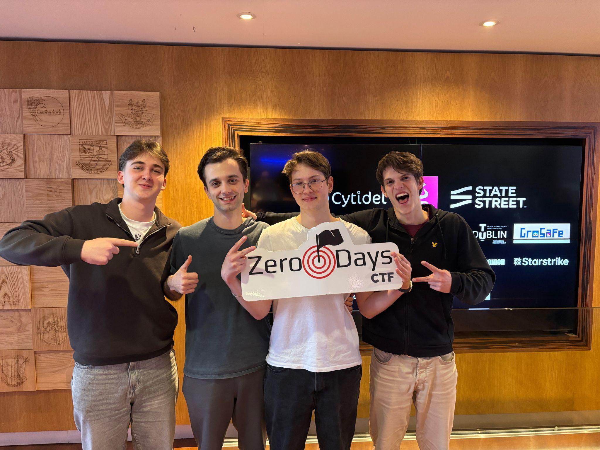 Nazariy Buryak, Bohdan Klymov, Ihor Maslovskyi, Myroslav Sliusarchu got fifth place in college category of zero days