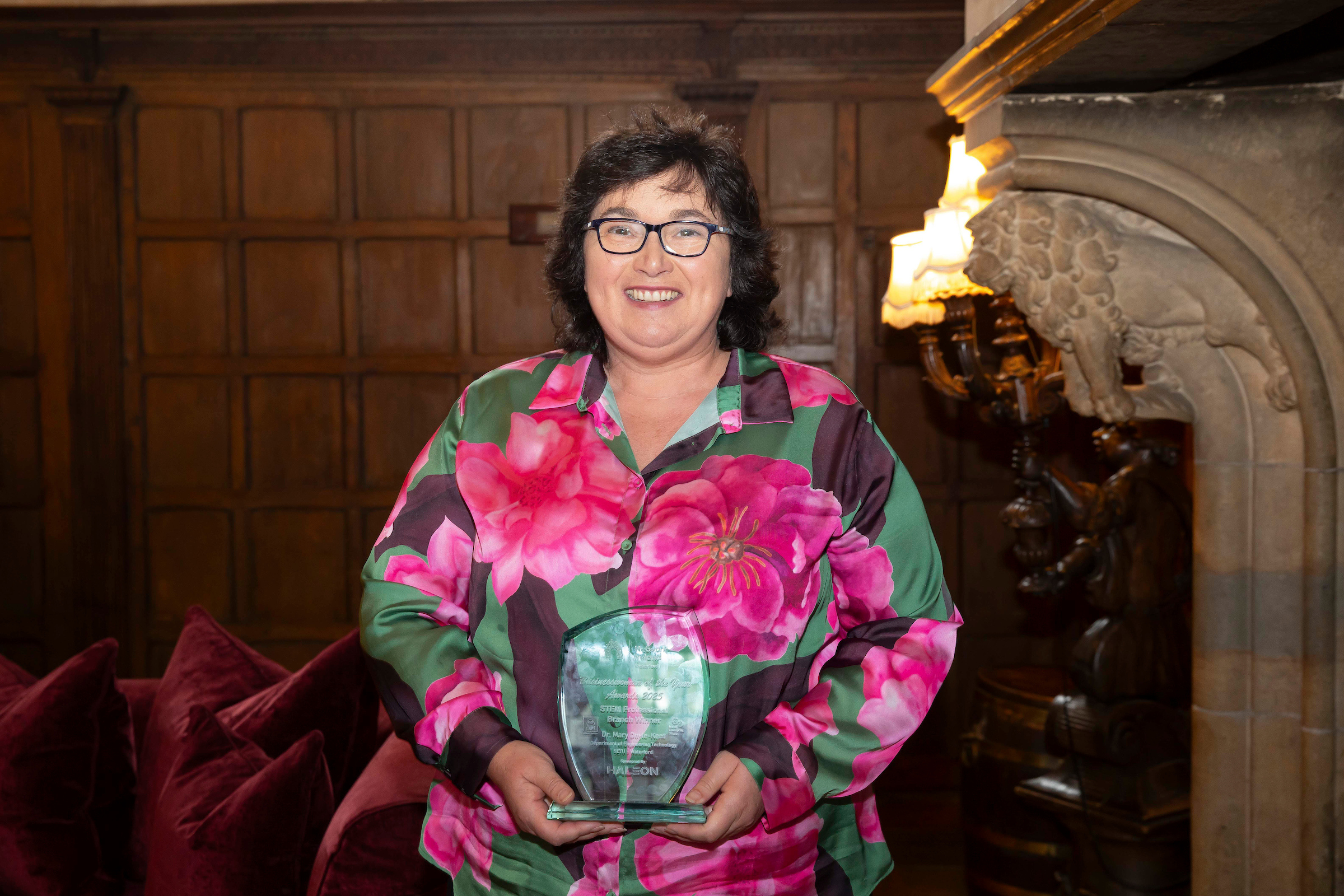Picture of Dr Doyle-Kent with holding Network Ireland Waterford Businesswoman of the Year Awards 2025.