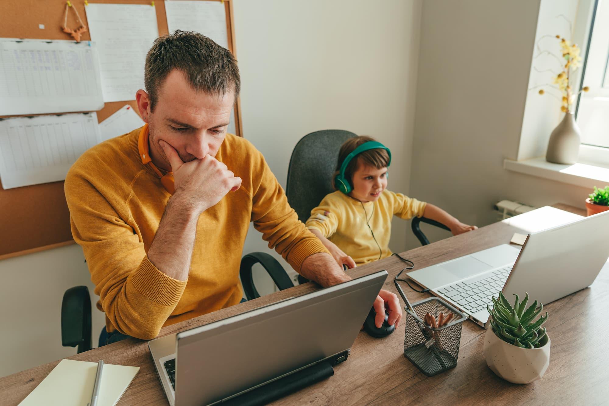 Man Ans son listening in on laptops