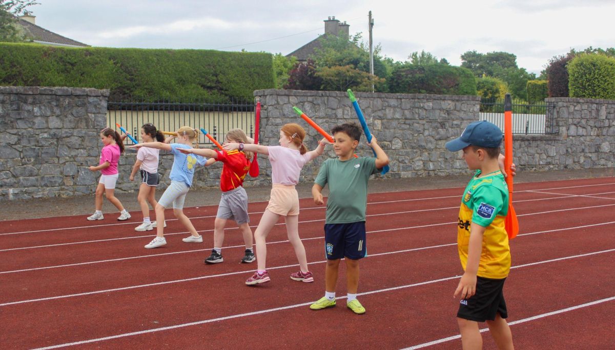 Children throwing javlin at SETU's summer activity camps in Carlow