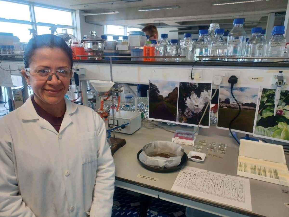Student in a lab coat in the lab at SETU