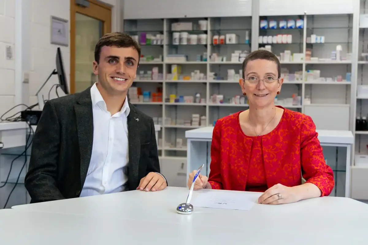 Conor Booth, Associate Director of Medical and Scientific Affairs, Clonmel Healthcare, and Prof. Harriet Dunbar-Morris, Chief Academic Officer and Deputy President, SETU.
