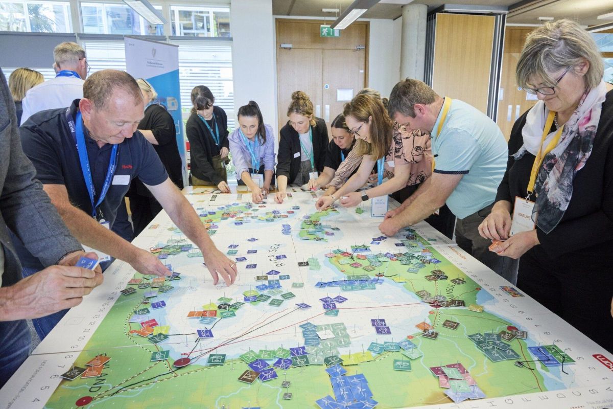 Participants working together at the MSP Challenge Workshop
