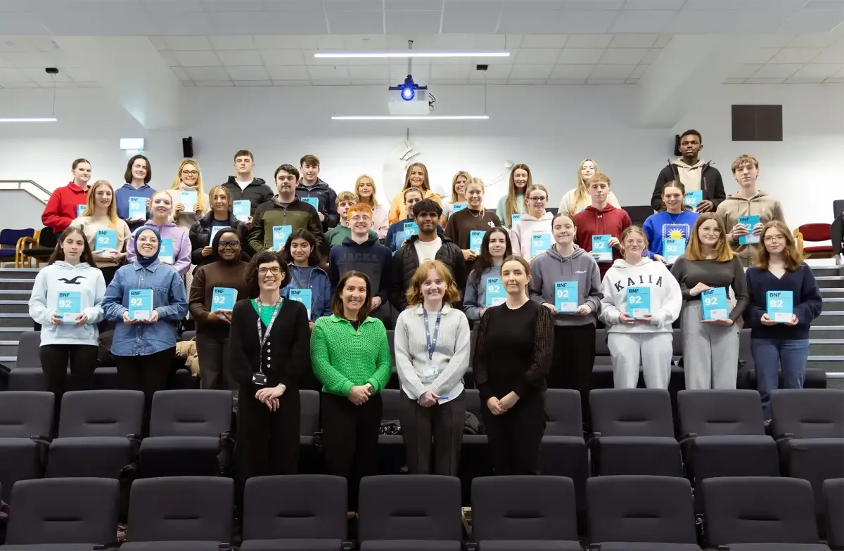 Front row L-R: Dr Claire Lennon, Head of Department of Pharmacy, SETU; Lisa Buckley, Boots Teacher Practitioner, Boots Ireland; Dr Harriet Bennett-Lenane, Programme Leader, Master of Pharmacy, SETU; and Dearbhla Walsh, MPSI, Lecturer in Pharmacy, SETU, pictured with the inaugural cohort of first year Master of Pharmacy students at SETU. 