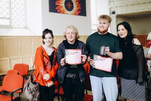The cast and crew of Hear The Roses who won 'Best Film' in the adult section. Pictured are: Summer Venn-Keane (Camera), Colin Roberts (Editor), Ryan Falconer (Director) and Tily Mai (Actor).