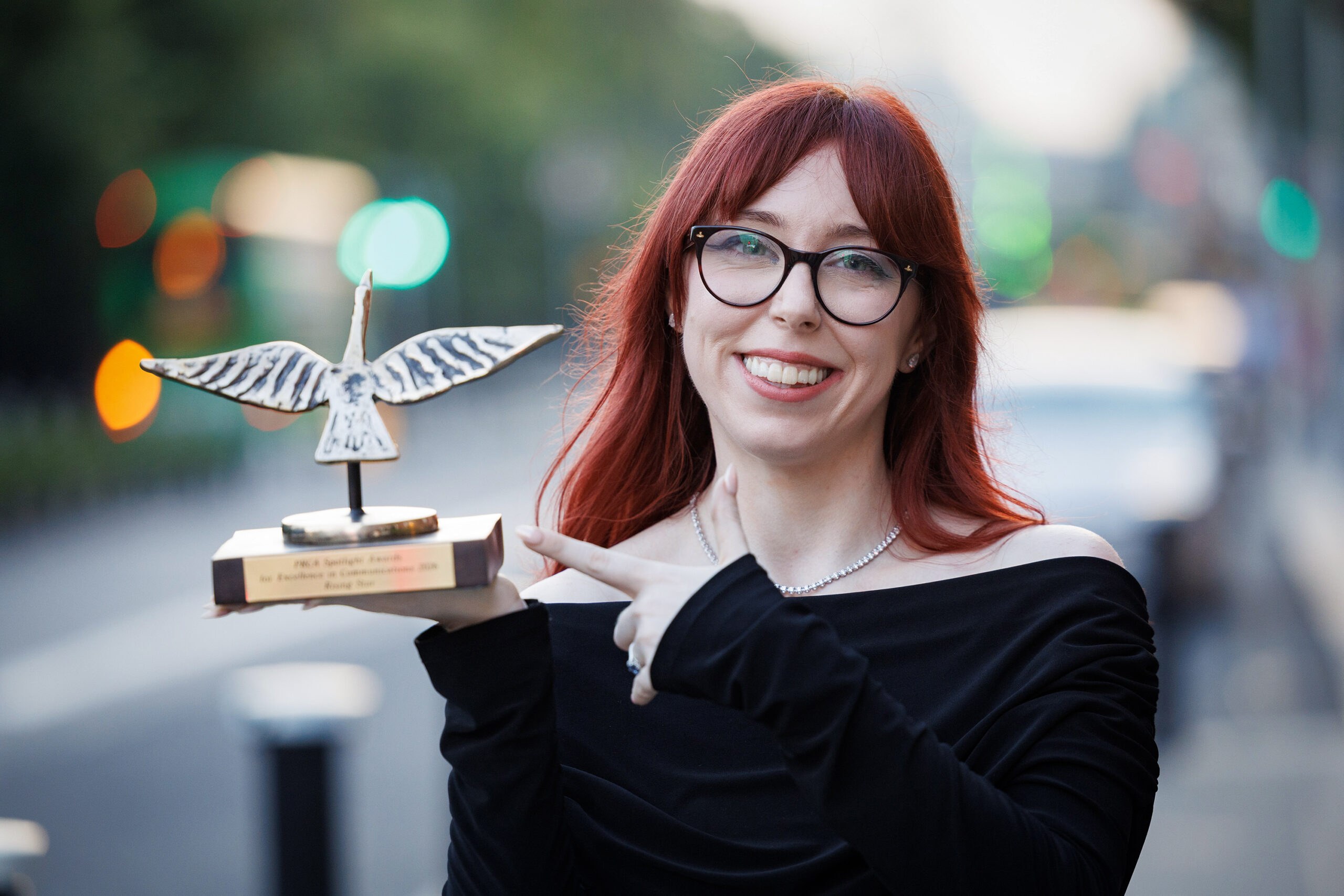 Aislinn Burke accepts the PRCA Rising Star Award at the Public Relations Consultants Association Spotlight Awards at the Shelbourne Hotel Dublin