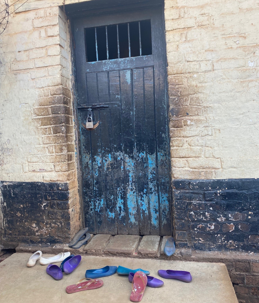 Womens shoes outside prison in Malawi