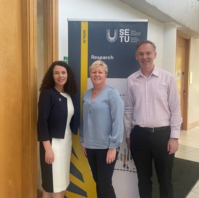 Dr Geraldine Canny, SETU Head of Research, Dr Martha Cahill, NCP for Horizon Europe Cluster 1 - Health, and Professor Michael Harrison, SETU Head of Department of Sport and exercise Science