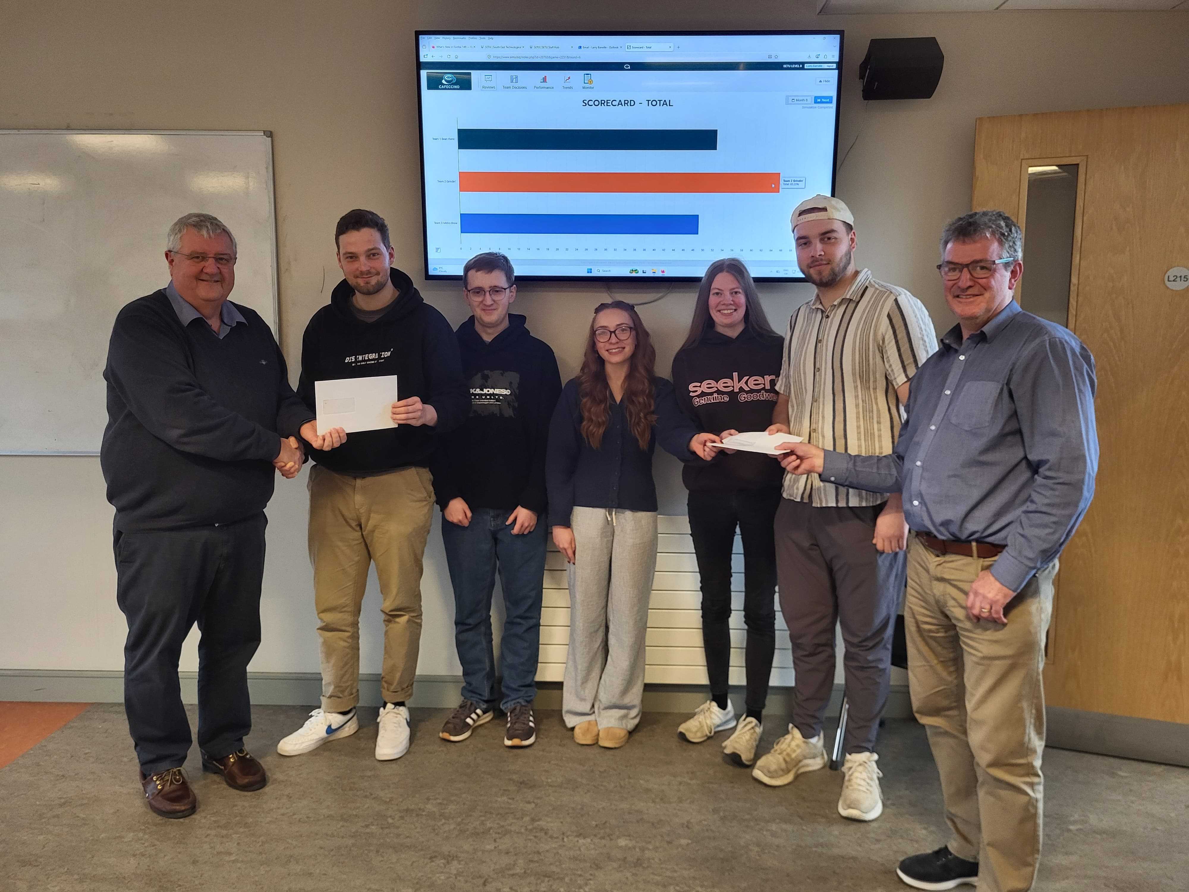 The Bachelors winning team of the SDG coffee shop simulation