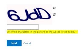 An image of a recaptcha test, to determine if a user is a human or a bot